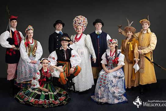 Members of Folkloristic Group Wielkopolanie in traditional Polish folk costumes